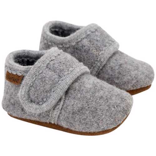 En Fant - En Fant Baby Uld Sko Velcro - Grey Melange - Str. 21/22